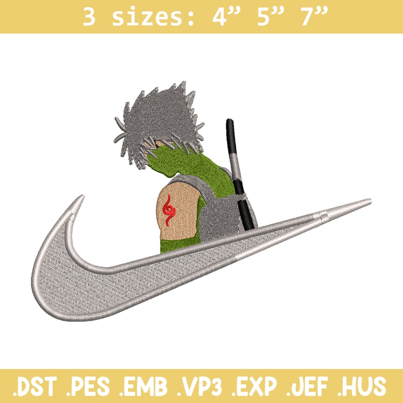 Kakashi Hatake Nike embroidery design, Naruto embroidery, nike design, anime design, anime shirt, Digital download.jpg