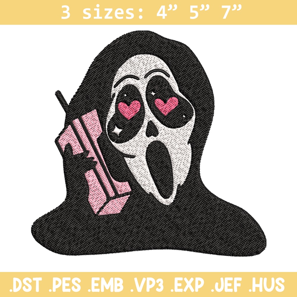 Ghost Face Call Me Embroidery design, Ghost Face Embroidery, Embroidery File, Horror design, Digital download..jpg