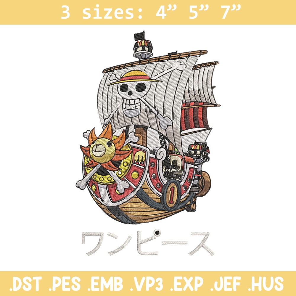 Going merry Embroidery Design, One piece Embroidery, Embroidery File, Anime Embroidery, Anime shirt, Digital download.jpg