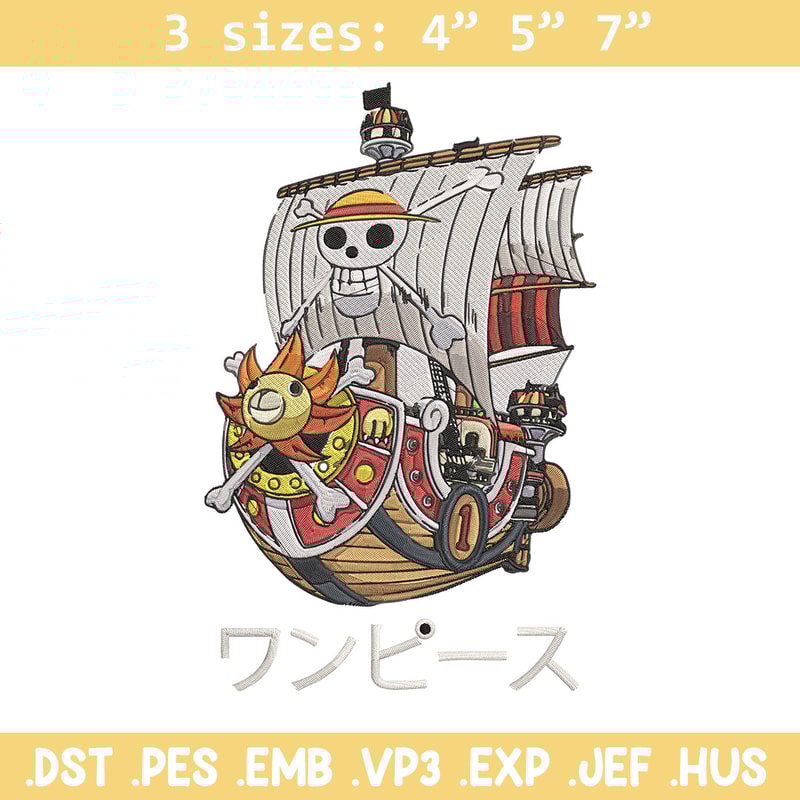 Going merry Embroidery Design, One piece Embroidery, Embroidery File, Anime Embroidery, Anime shirt, Digital download.jpg