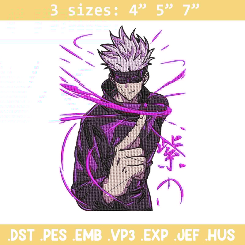 Gojo poster Embroidery Design, Jujutsu Embroidery, Embroidery File, Anime Embroidery, Anime shirt, Digital download..jpg