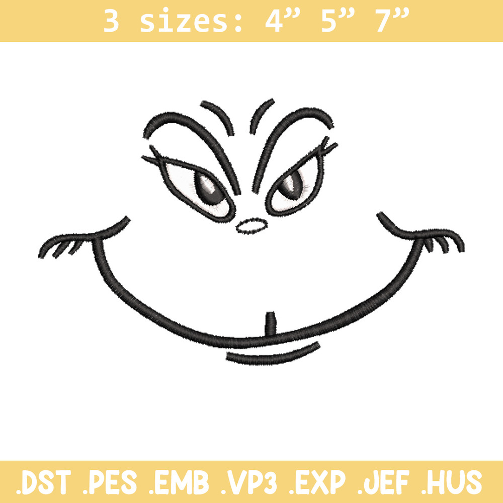 Grinch smile embroidery design,Grinch embroidery, Chrismas design, Embroidery shirt, Embroidery file, Digital download..jpg