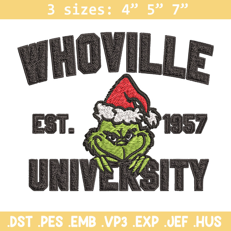Grinch Whoville University Christmas Embroidery design, Grinch Christmas Embroidery, Grinch design, Digital download.jpg