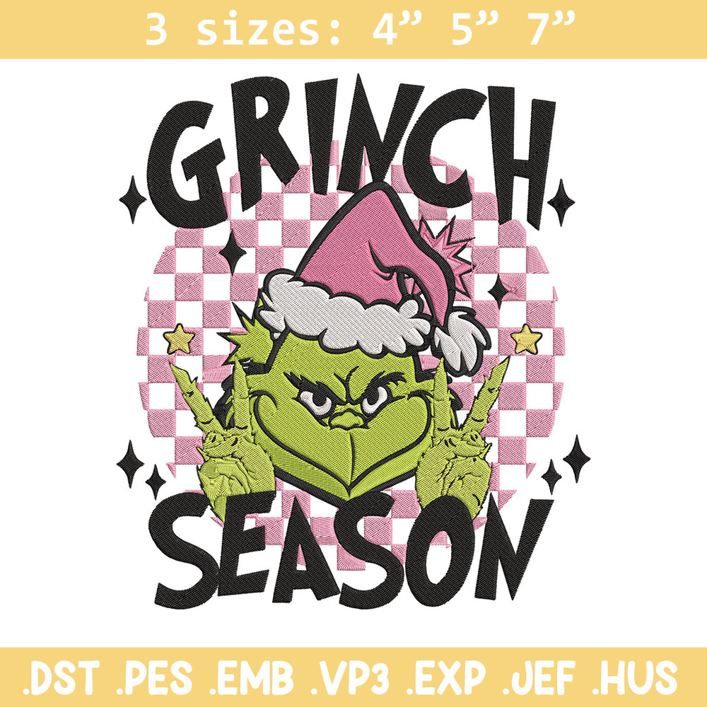 Grinchy season Embroidery Design, Grinch Embroidery, Embroidery File,Chrismas Embroidery, Anime shirt, Digital download.jpg