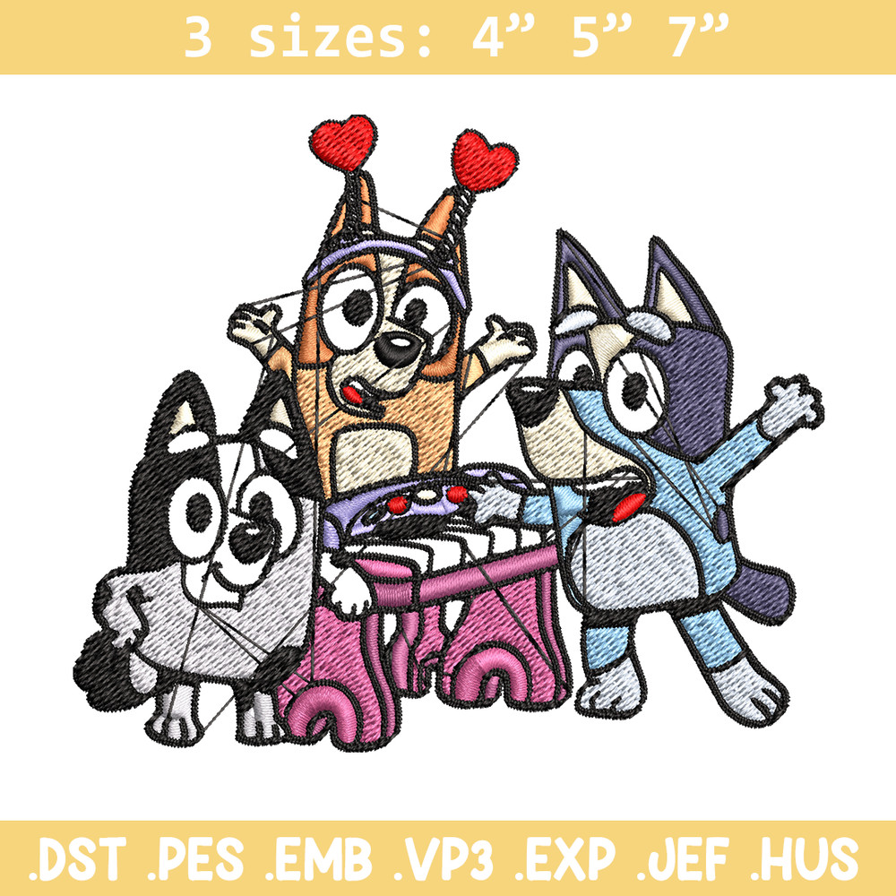 Happy birthday bluey Embroidery, Bluey Embroidery, Embroidery File, cartoon shirt, cartoon design, Digital download..jpg