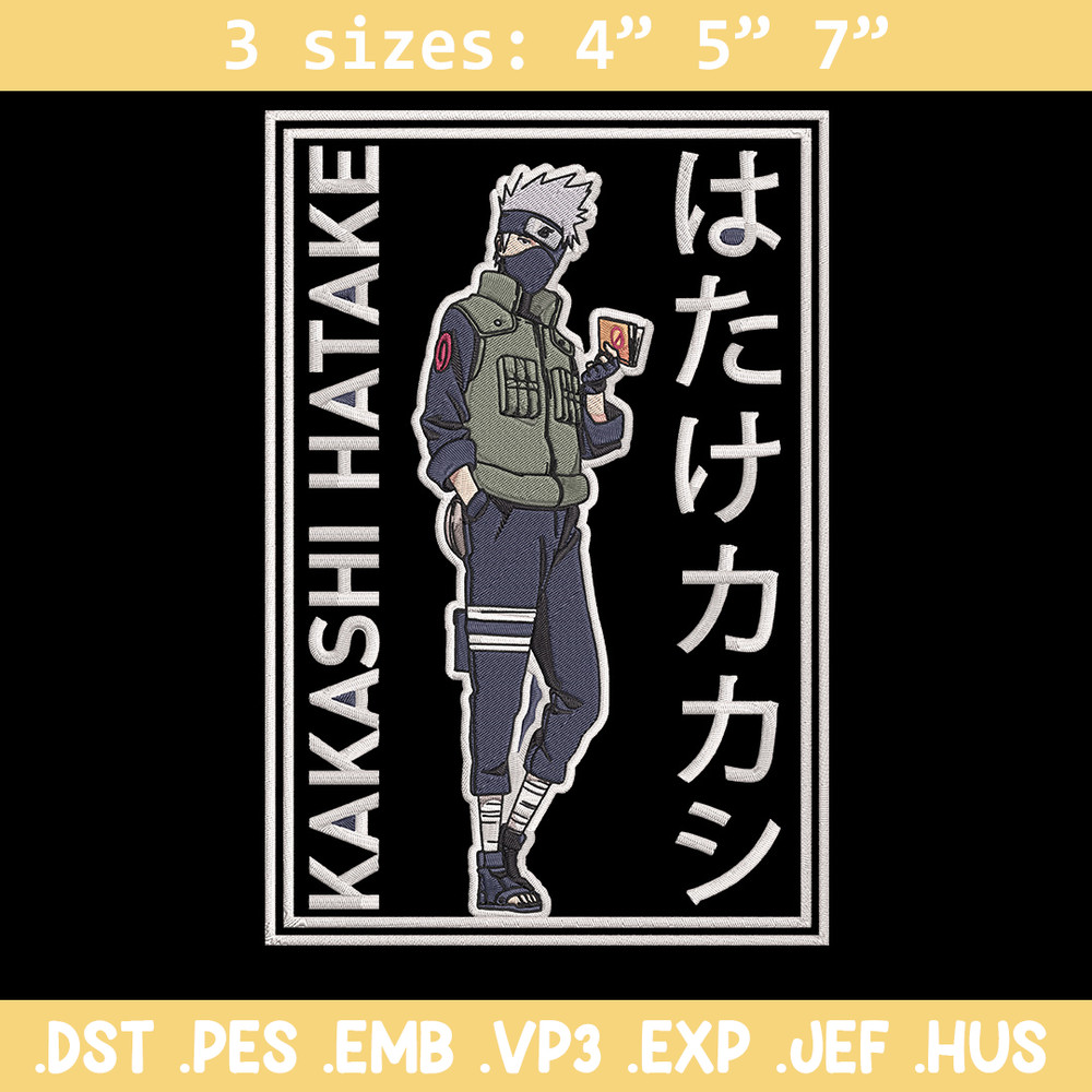 Hatake Kakashi Embroidery Design, Naruto Embroidery, Embroidery File, Anime Embroidery, Anime shirt,Digital download..jpg