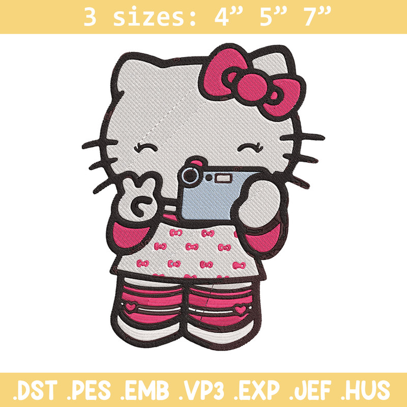 Hello kitty selfie Embroidery Design, Hello kitty Embroidery, Embroidery File, Anime Embroidery, Digital download.jpg