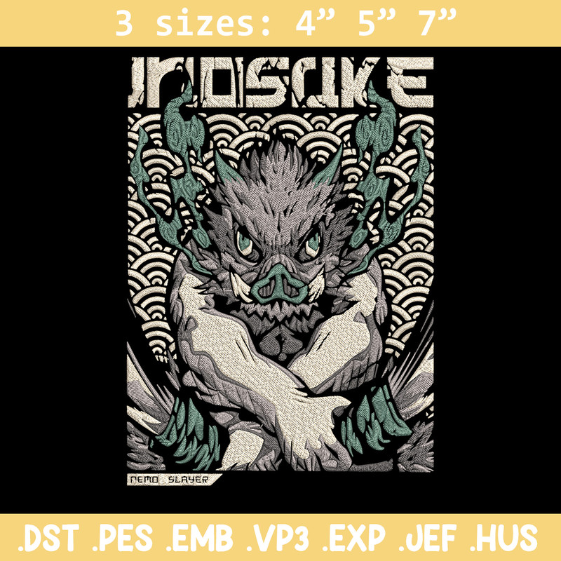 Inosuka poster Embroidery Design, Demon slayer Embroidery,Embroidery File,Anime Embroidery,Anime shirt,Digital download.jpg