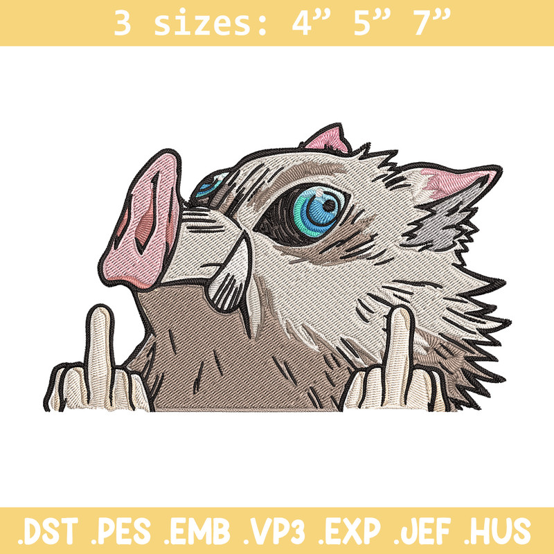 Inosuke Peeker Embroidery Design, Demon slayer Embroidery, Embroidery File, Anime Embroidery, Digital download.jpg