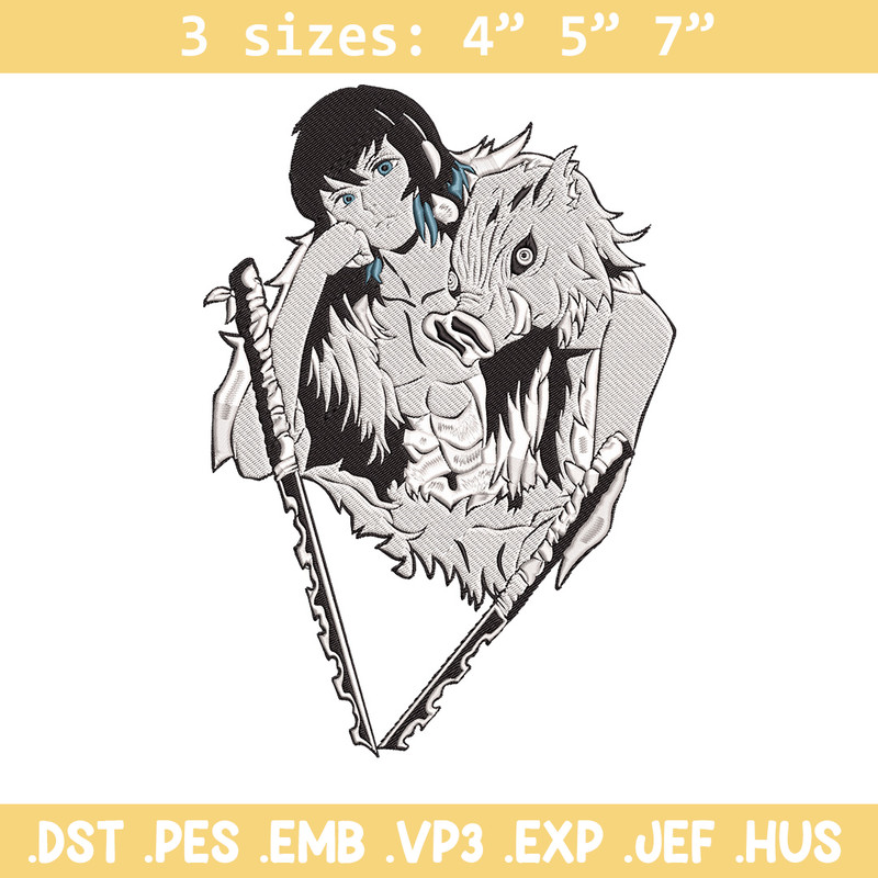 Inosuke poster Embroidery Design,Demon slayer Embroidery, Embroidery File,Anime Embroidery,Anime shirt,Digital download.jpg
