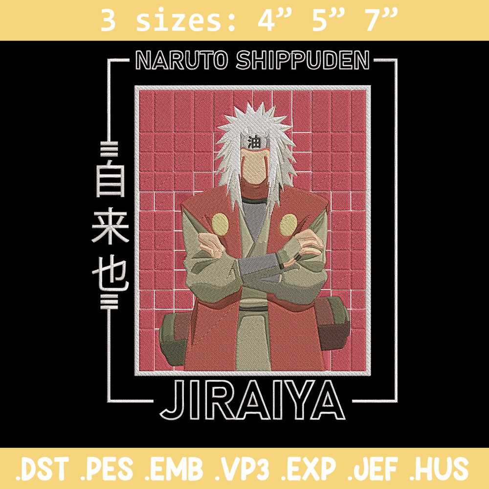 Jiraiya Embroidery Design, Naruto Embroidery, Embroidery File, Anime Embroidery, Anime shirt, Digital download.jpg