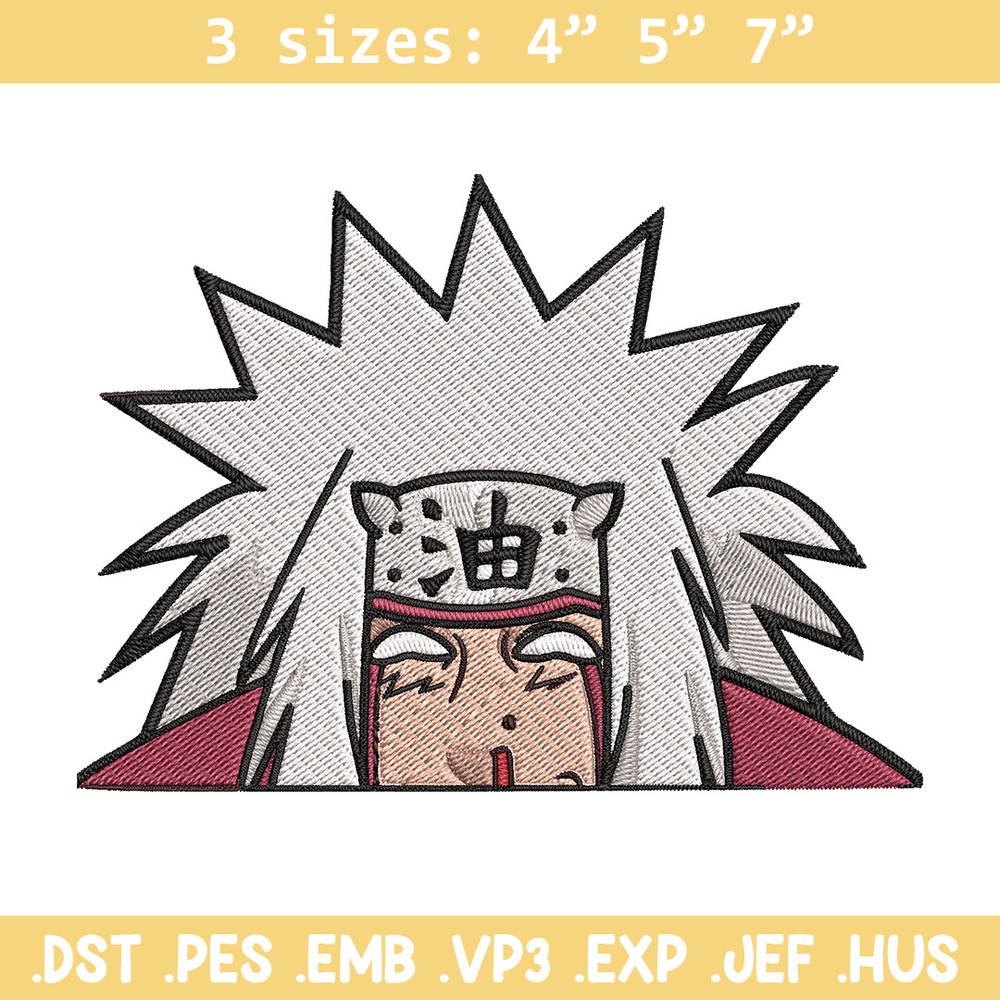 Jiraiya Peeker Embroidery Design, Naruto Embroidery, Embroidery File, Anime Embroidery, Anime shirt, Digital download.jpg