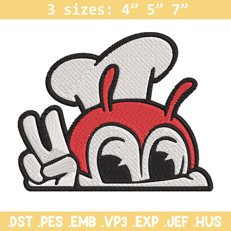 Jollibee Peek Embroidery Design, Logo Embroidery, Embroidery File, Anime Embroidery, Anime shirt, Digital download.jpg
