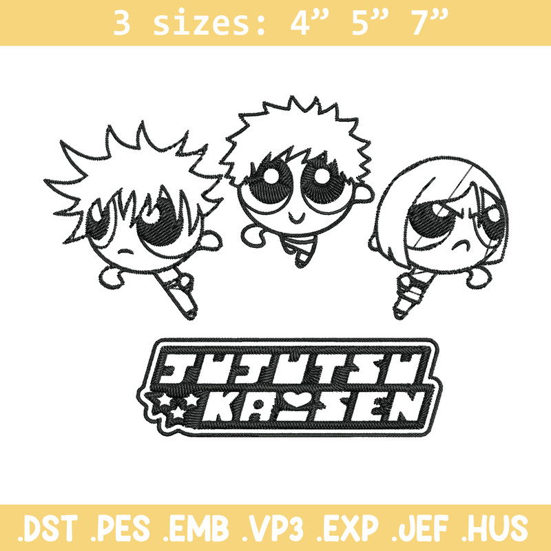 Jujutsu chibi Embroidery Design, Jujutsu Embroidery, Embroidery File, Nike Embroidery, Anime shirt, Digital download.jpg