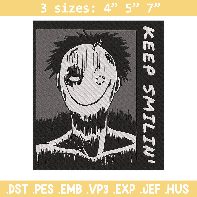 Just Smile Embroidery Design, Horror Embroidery, Embroidery File, Anime Embroidery,Anime shirt, Digital download.jpg