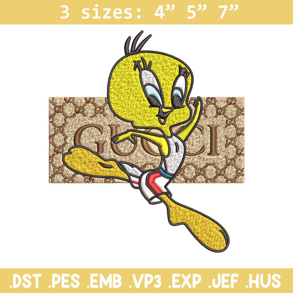 Tweety Gucci Embroidery design, Tweety Gucci cartoon Embroidery, cartoon design, Embroidery File, Digital download..jpg