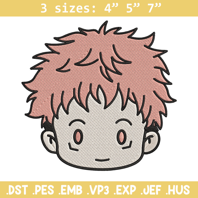 Yuji chibi Embroidery Design, Jujutsu Embroidery, Embroidery File, Anime Embroidery, Anime shirt, Digital download..jpg