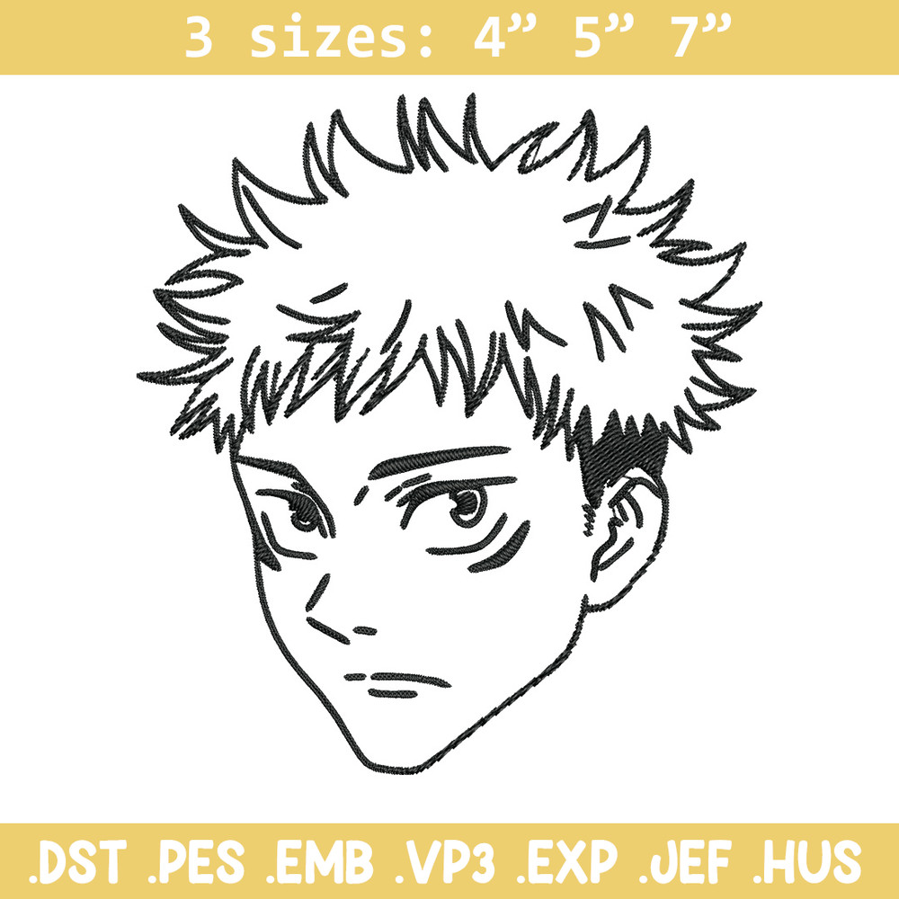 Yuji face Embroidery Design, Jujutsu Embroidery, Embroidery File,Anime Embroidery, Anime shirt, Digital download.jpg