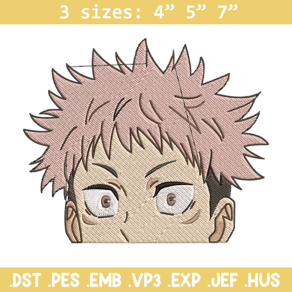Yuji Peeker Embroidery Design, Jujutsu Embroidery, Embroidery File, Anime Embroidery, Anime shirt, Digital download..jpg