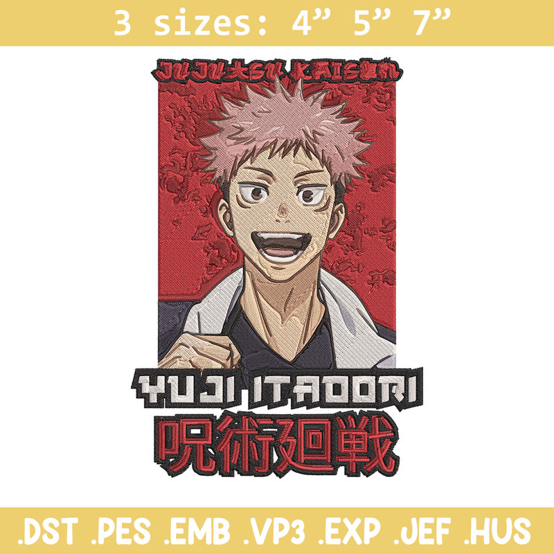 Yuji poster Embroidery Design,Jujutsu Embroidery, Embroidery File, Anime Embroidery, Anime shirt, Digital download.jpg