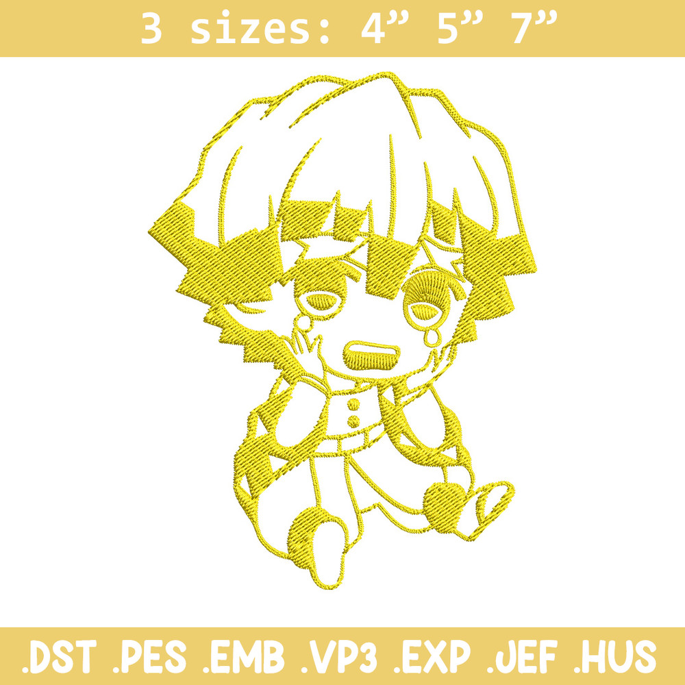Zenitsu chibi Embroidery Design, Demon slayer Embroidery, Embroidery File, Anime Embroidery, Digital download.jpg
