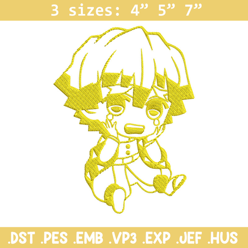 Zenitsu chibi Embroidery Design, Demon slayer Embroidery, Embroidery File, Anime Embroidery, Digital download.jpg