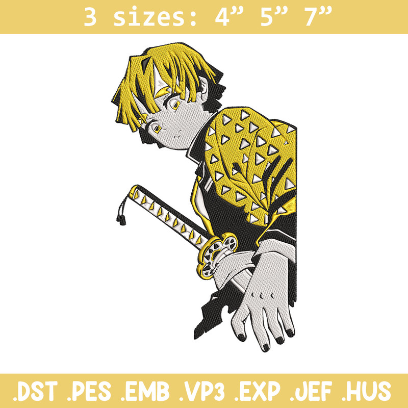 Zenitsu Embroidery Design, Demon slayer Embroidery, Embroidery File, Anime Embroidery, Anime shirt, Digital download..jpg