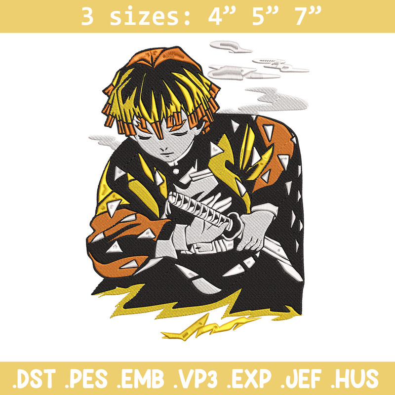 Zenitsu Embroidery Design, Demon slayer Embroidery, Embroidery File, Anime Embroidery, Anime shirt, Digital download.jpg