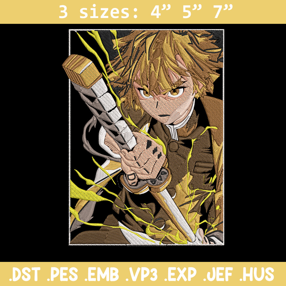 Zenitsu Poster Embroidery Design, Demon slayer Embroidery, Embroidery File, Anime Embroidery, Digital download..jpg