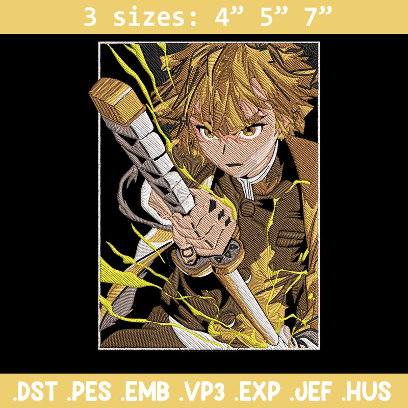Zenitsu Poster Embroidery Design, Demon slayer Embroidery, Embroidery File, Anime Embroidery, Digital download..jpg
