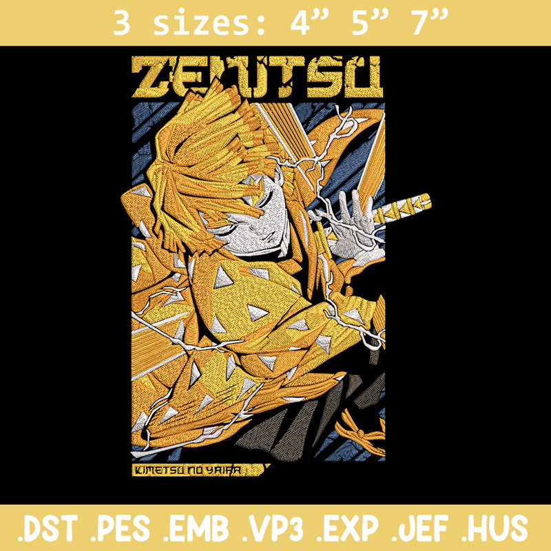 Zenitsu poster Embroidery Design, Demon slayer Embroidery, Embroidery File,Anime Embroidery,Anime shirt,Digital download.jpg