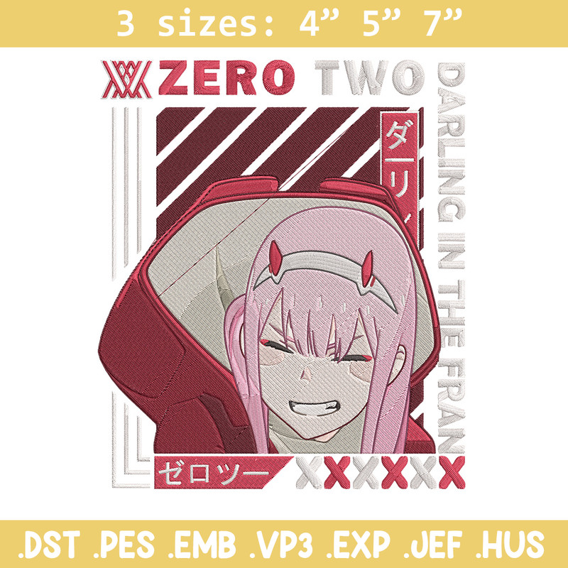 Zero two Embroidery Design, Darling in the fran Embroidery,Embroidery File,Anime Embroidery,Anime shirt,Digital download.jpg