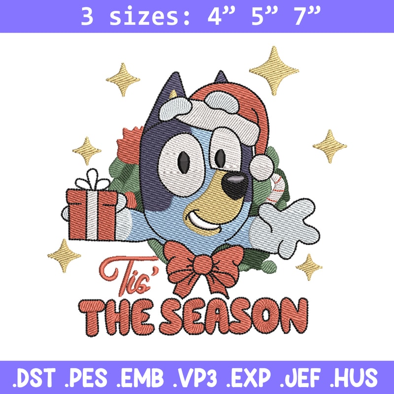 Bluey gift embroidery design, Bluey embroidery, Chrismas design, Embroidery file, Embroidery shirt, Digital download.jpg