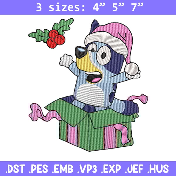 Bluey merry embroidery design, Bluey embroidery, Chrismas design, Embroidery file, Embroidery shirt, Digital download.jpg