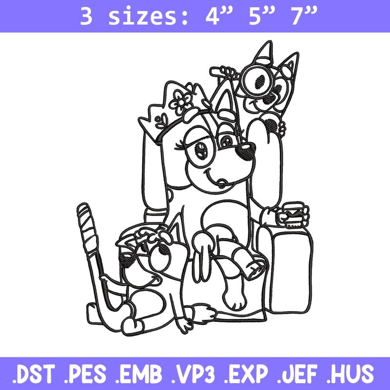 Mum bluey bingo Coloring Pages Embroidery, Bluey Embroidery, Embroidery File, cartoon design, Digital download..jpg