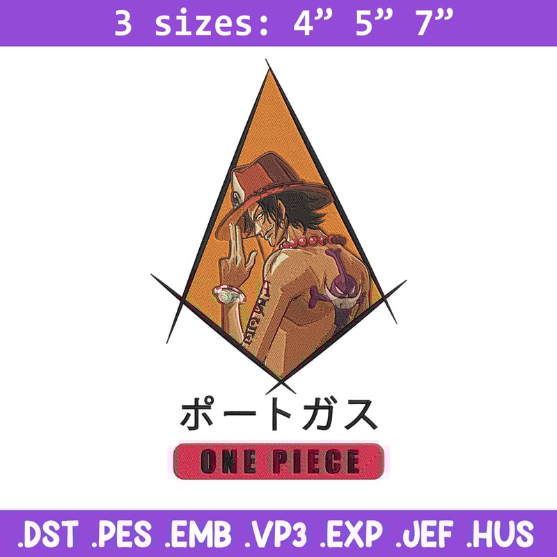 Ace poster Embroidery Design, One piece Embroidery, Embroidery File, Anime Embroidery, Anime shirt, Digital download..jpg