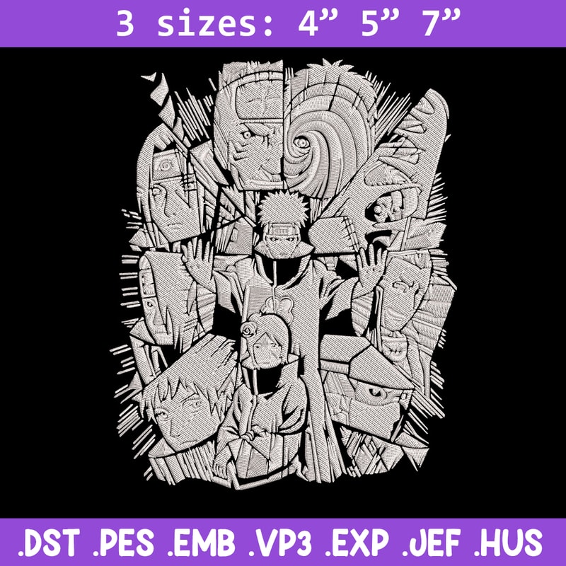 Akatsuki poster Embroidery Design, Naruto Embroidery, Embroidery File, Anime Embroidery, Anime shirt, Digital download.jpg