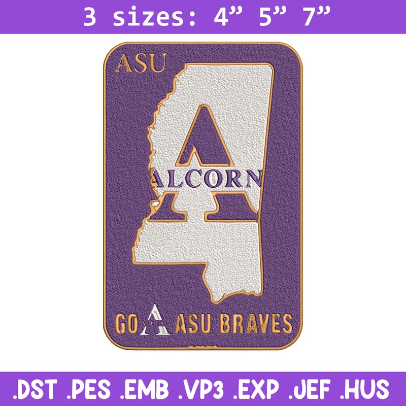Alcorn State logo embroidery design, Logo embroidery, Sport embroidery, logo sport embroidery, Embroidery design.jpg