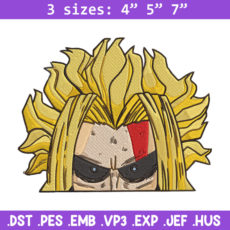 All Might Peeker Embroidery Design, Mha Embroidery, Embroidery File, Anime Embroidery, Anime shirt, Digital download.jpg