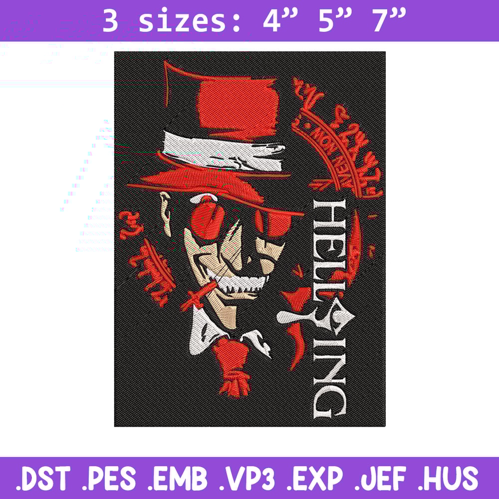 Alucard Poster Embroidery Design, Hellsing Embroidery, Embroidery File, Anime Embroidery, Anime shirt, Digital download.jpg