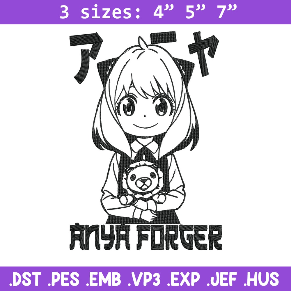 Anya forger Embroidery Design, Spy x family Embroidery, Embroidery File, Anime Embroidery, Digital download.jpg