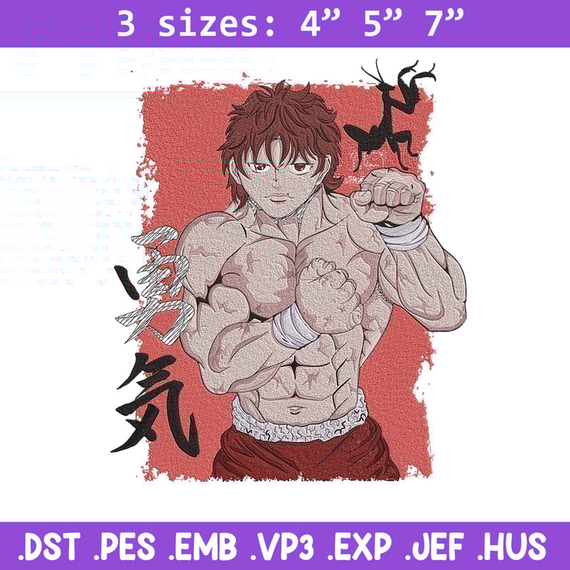 Baki poster Embroidery Design, Baki Embroidery, Embroidery File, Anime Embroidery, Anime shirt, Digital download.jpg