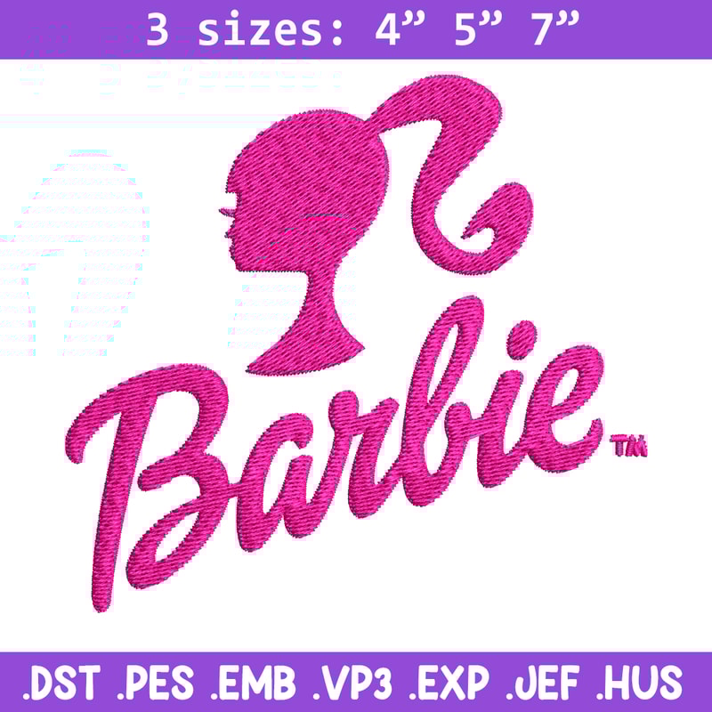 Barbie logo and her Embroidery, Barbie logo and her Embroidery, logo design, Embroidery File, Digital download..jpg