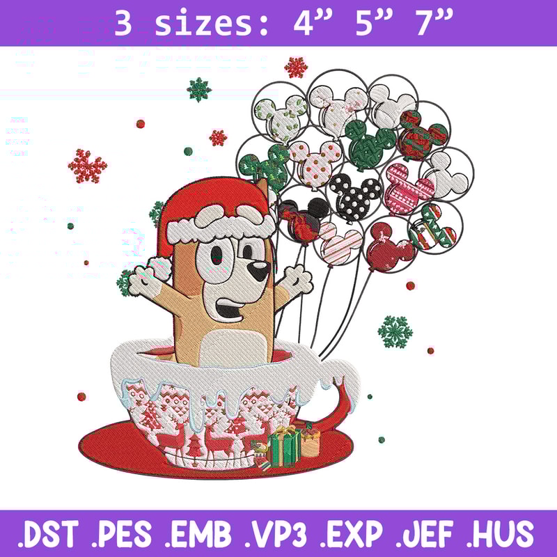 Bingo chrismas Embroidery Design, Bluey Embroidery, Embroidery File, Chrismas Embroidery, Anime shirt, Digital download.jpg
