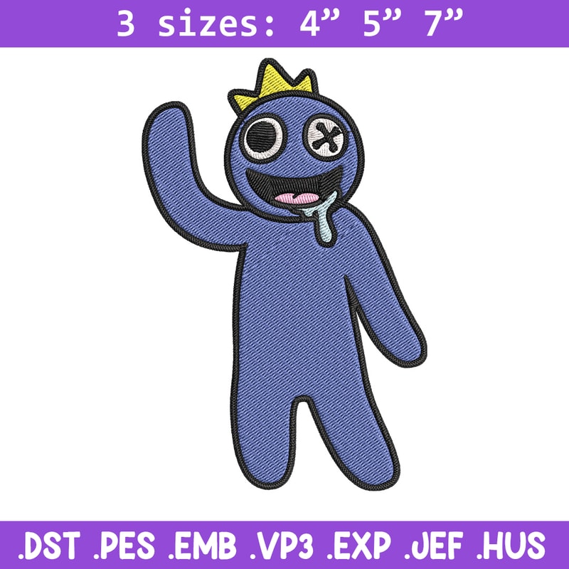 Blue Rainbow Embroidery Design, Rainbow Friends Embroidery, Embroidery File, Anime Embroidery, Digital download..jpg