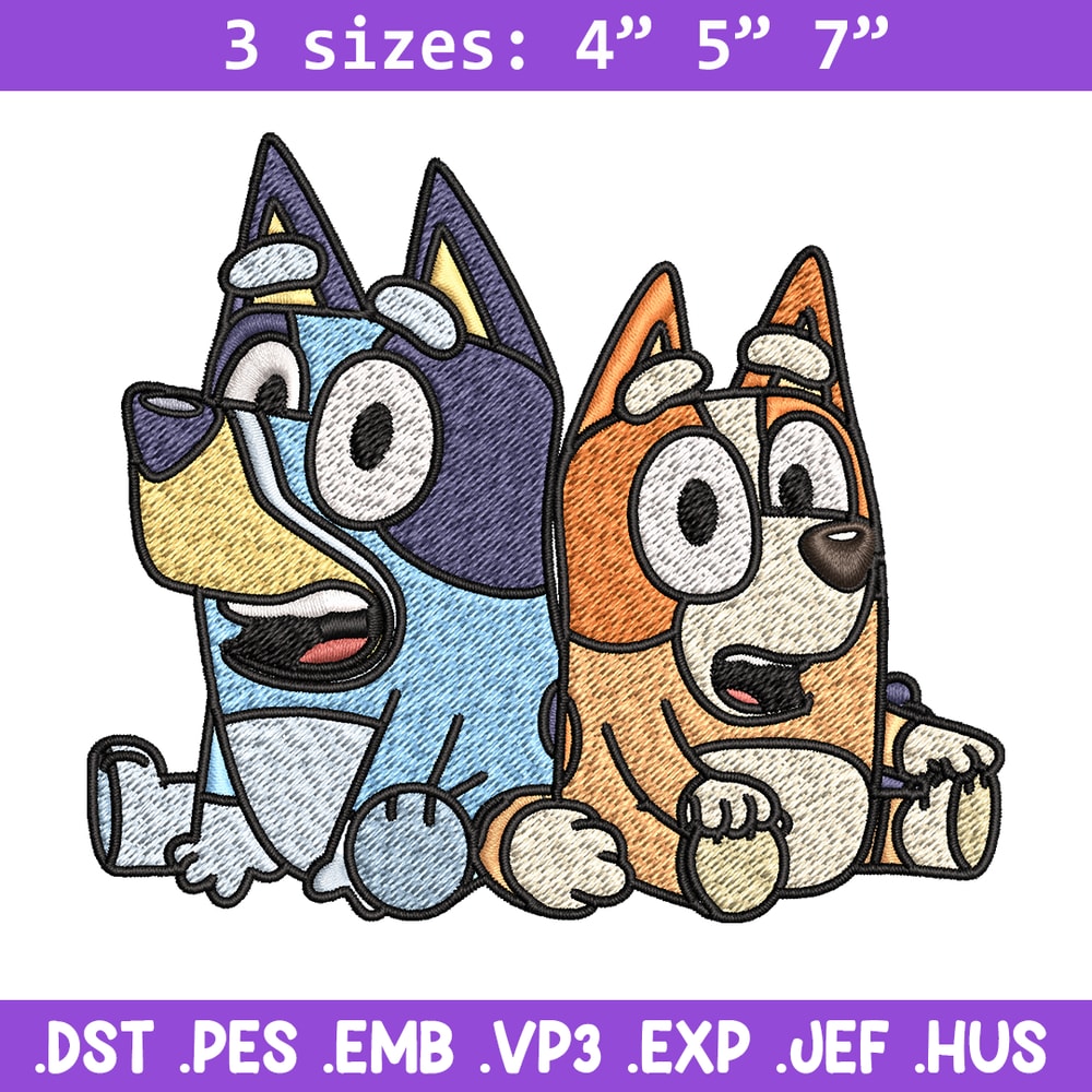 Bluey and Bingo Embroidery, Bluey Embroidery, Embroidery File, cartoon design, cartoon shirt, Digital download..jpg
