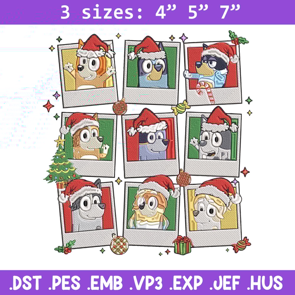 Bluey chrismas Embroidery Design, Bluey Embroidery, Embroidery File, Anime Embroidery, Anime shirt, Digital download.jpg