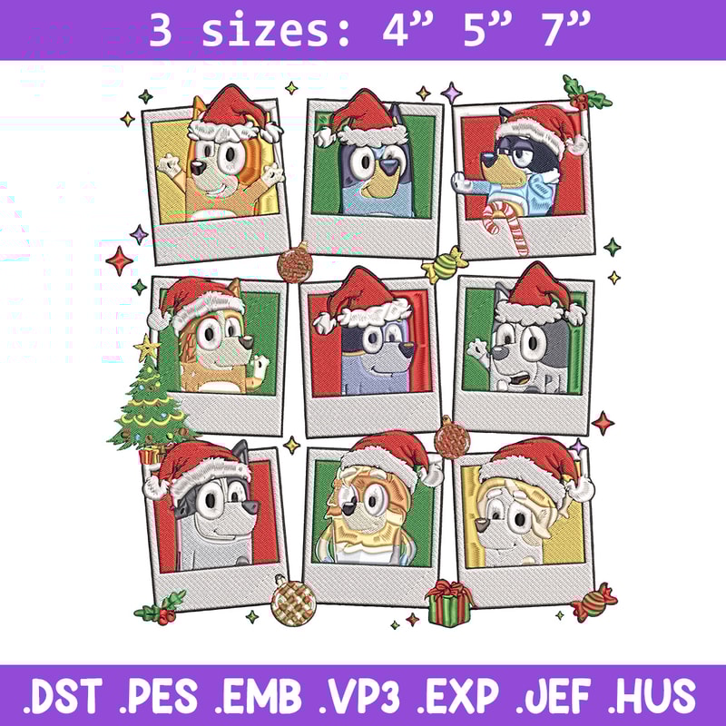 Bluey chrismas Embroidery Design, Bluey Embroidery, Embroidery File, Anime Embroidery, Anime shirt, Digital download.jpg