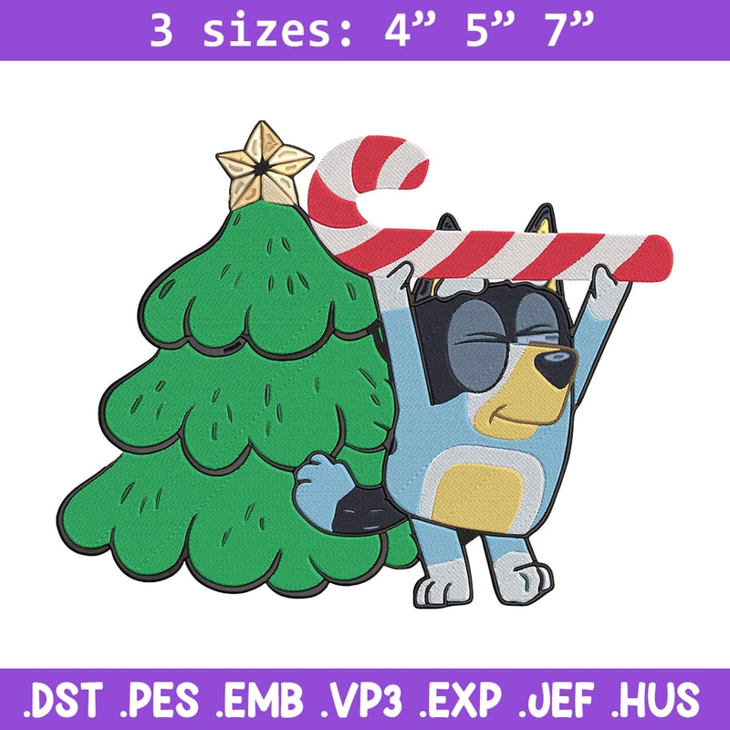 Bluey chrismas Embroidery Design, Bluey Embroidery, Embroidery File, Chrismas Embroidery, Anime shirt, Digital download.jpg