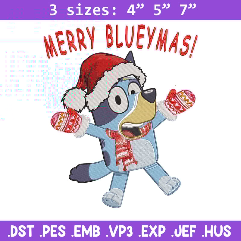 Bluey chrismas Embroidery Design, Bluey Embroidery, Embroidery File,Chrismas Embroidery, Anime shirt, Digital download.jpg